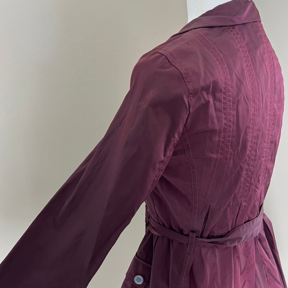 WHBM White House Black Market Plum Purple Trench Coat Size 0 - Picture 5 of 7